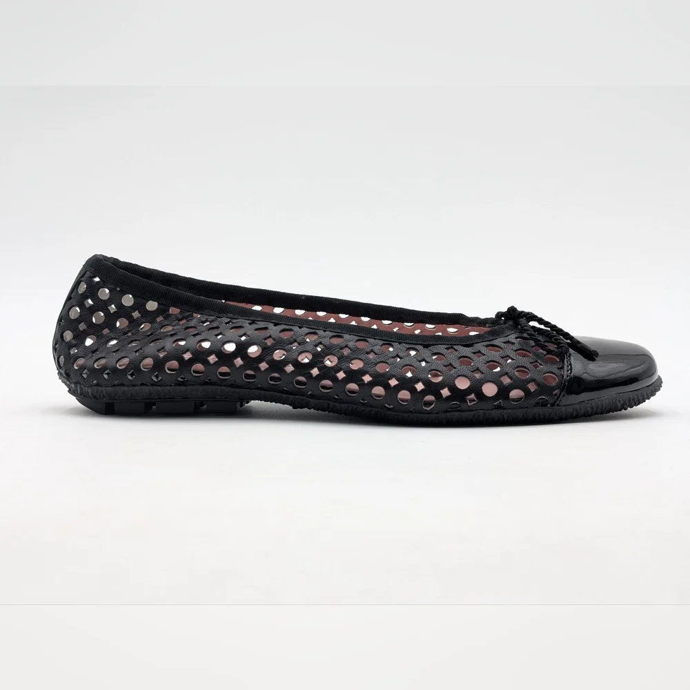 Paul Mayers Attitudes Ballet Flats Sz 8B Black Patent & Mesh Leather Women Shoes - Picture 3 of 17